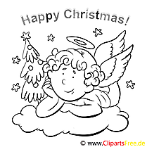 Cloud Angel Merry Christmas Kleurplaten, Kleurplaten