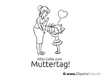 Glückwunschkarte zum Muttertag - Bild zum Ausmalen gratis