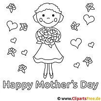 Cartão de feliz dia das mães para colorir