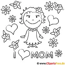 I love Mom - Σελίδα ζωγραφικής για τη γιορτή της μητέρας