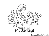 Майка и дете - Безплатна страница за оцветяване