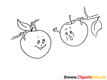 Безплатни страници за оцветяване на двойка ябълки за деца