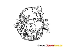 Easter basket coloring page in PDF format