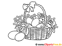 Imagen de huevos de Pascua en la canasta para pintar.