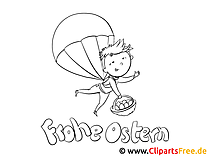 Parachute jump coloring page PDF free for Easter