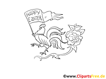 Rooster and chick coloring page for free