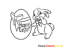 Dibujo de Conejo y huevo Felices Pascuas para colorear