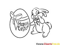 Kaninchen und Ei Happy Easter coloring page