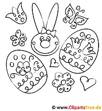Rabbit and Eggs - Educational picture Easter