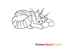 Coloriage chat endormi