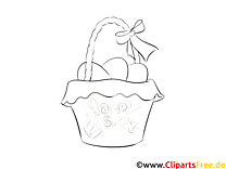 Desenhos para colorir de cesta de ovos grátis para a Páscoa
