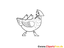 Pascua para colorear página gallina con pollitos