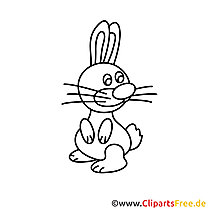 Easter bunny picture to print and color in PDF
