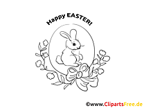 Wielkanocna karta królika do kolorowania