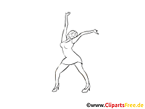 Frau am Tanzen gratis Bilder zum Ausmalen
