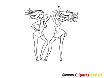 Mädels tanzen Ausmalbild