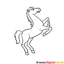 Pferd auf zwei Beinen Ausmalbild kostenlos
