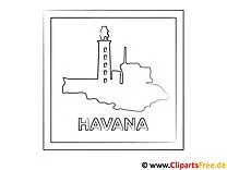 Kuba Reisen Ausmalbild zum Ausdrucken
