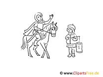 San Martín con un caballo para colorear