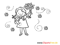 Coloring page schoolgirl at school for free