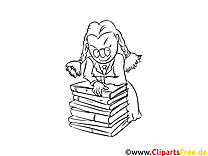 Schoolgirl with books picture, coloring page, coloring picture for free