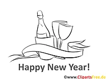 Champagner Weinglas Neujahr Ausmalbilder