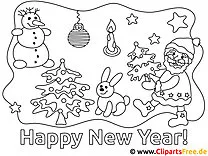Children Colouring Happy New Year