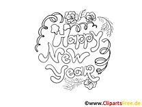Colouring Page Happy New Year