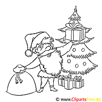 Geschenk WeihnachtsmannAusmalbild, Malvorlage zum Drucken und Ausmalen
