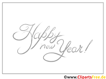 Happy New Year Neujahr Malvorlage gratis