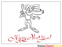 Kaninchen Champagner Neujahr Bilder zum Malen