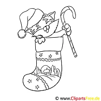 Katze WeihnachtssockeAusmalbild, Malvorlage zum Drucken und Ausmalen
