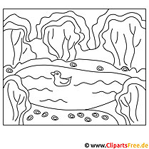 desenho de Pato no mar para colorir