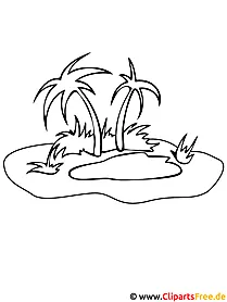 Страница за оцветяване на остров с палми безплатно