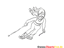 Mädchen auf Skiern Bild zum Ausmalen