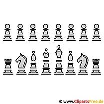 Schachfiguren Bild zum Ausmalen