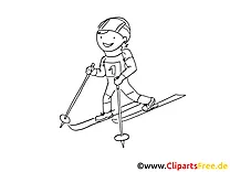 Skiläufer Cartoon zum Ausmalen