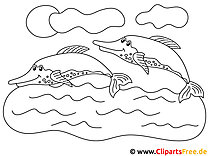 Dolphins coloring page to color