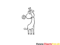 Giraffe mit Blume Ausmalbild