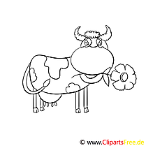 Kuh mit Blume im Mund Ausmalbilder für Kinder gratis