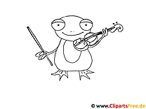 Vorlage zum Ausmalen Frosch mit Geige