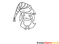 Template for coloring sheep cute
