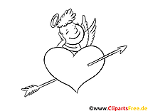 Cupid with heart coloring and printable picture