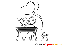 Free printable coloring pages for kids on the bench Valentine's Day