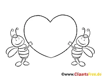 Bienchen mit Herz  Bilder zum Ausmalen