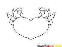 Angel with a heart coloring page