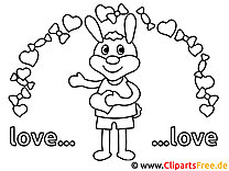 Bunny in love Coloring pages and free coloring pages