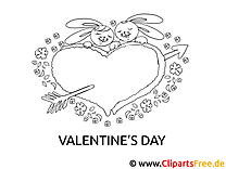 Dibujo de Bunny Heart Valentine's Day para colorear