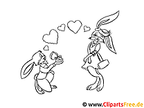 Các trang tô màu lễ tình nhân tình yêu thỏ có thể in miễn phí cho trẻ em