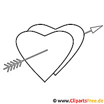 Hearts with Arrow picture for coloring